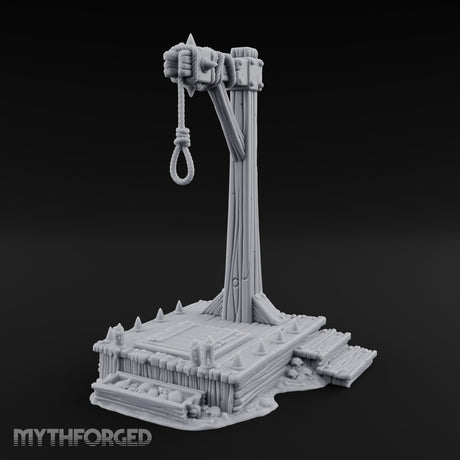 Noose-Hung Spike-Rimmed Execution Gallows Platform Miniature for Dungeons and Dragons, Pathfinder or other TTRPGs