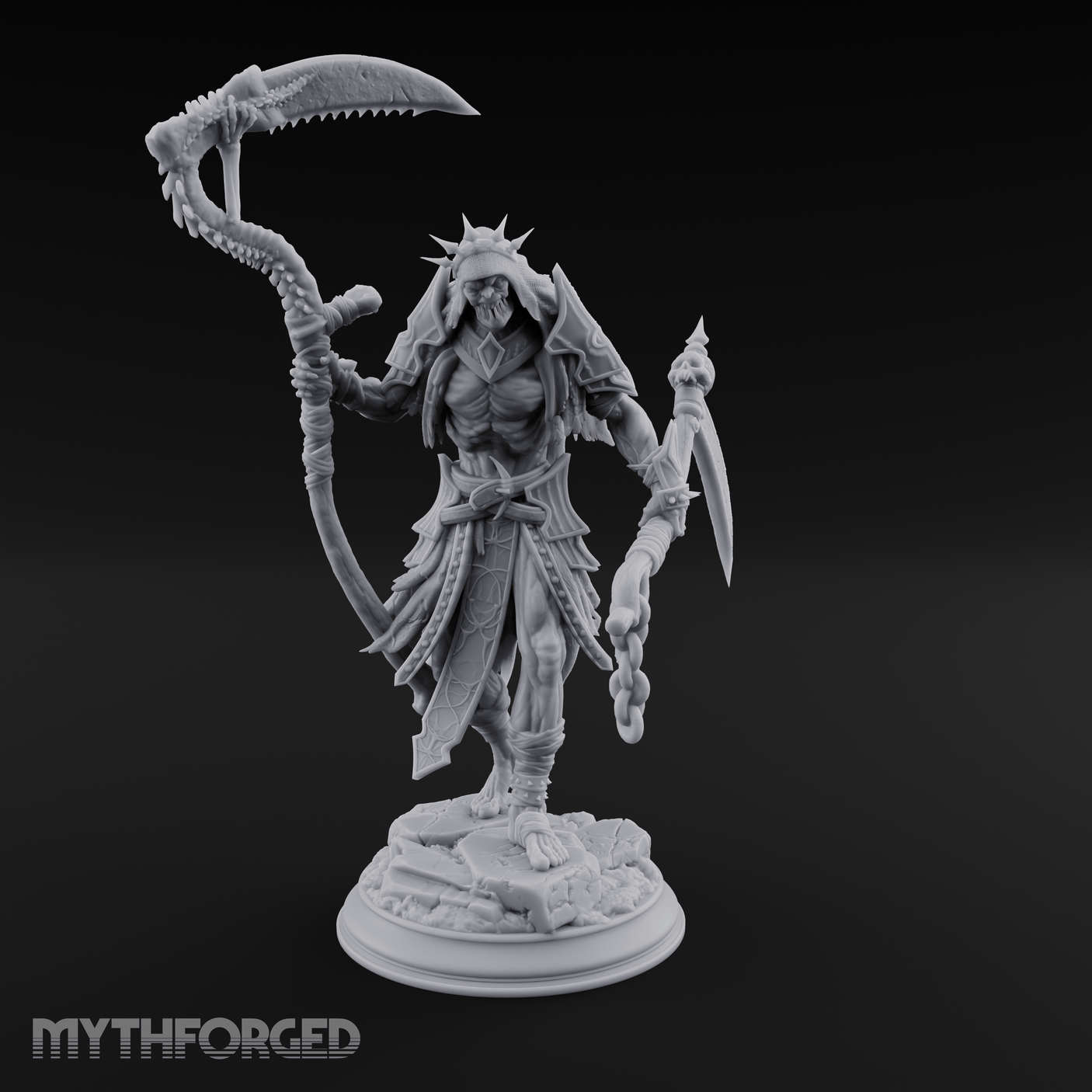 Sickle Wielding Undead Ghoul Necromancer Miniature for Dungeons and Dragons, Pathfinder or other TTRPGs
