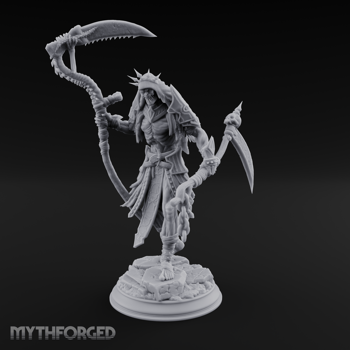 Sickle Wielding Undead Ghoul Necromancer Miniature for Dungeons and Dragons, Pathfinder or other TTRPGs