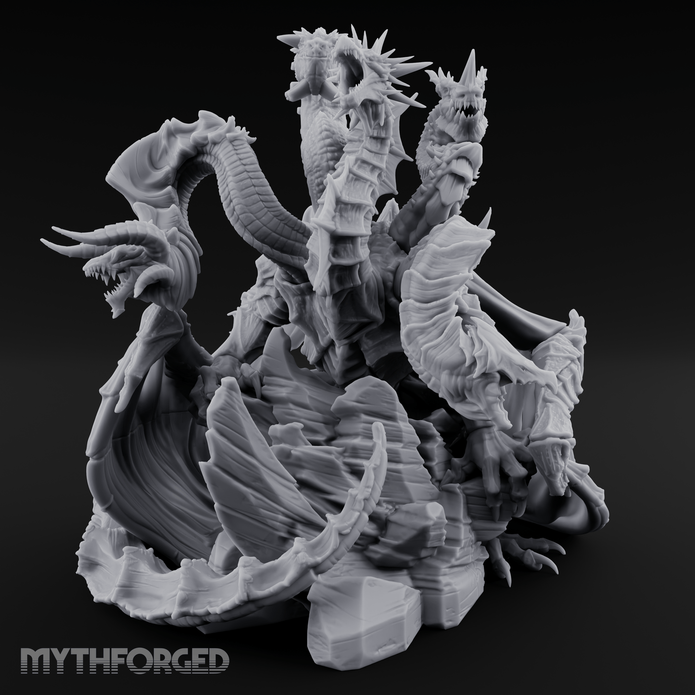 Heads Rising Skyward Tiamat Miniature for Dungeons and Dragons, Pathfinder or other TTRPGs