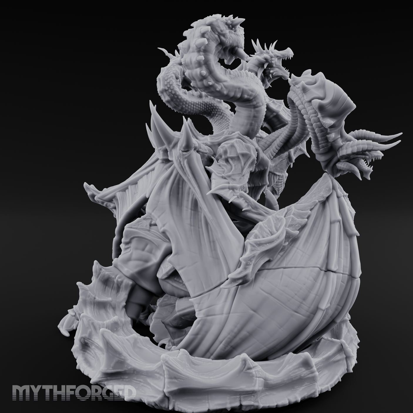 Heads Rising Skyward Tiamat Miniature for Dungeons and Dragons, Pathfinder or other TTRPGs