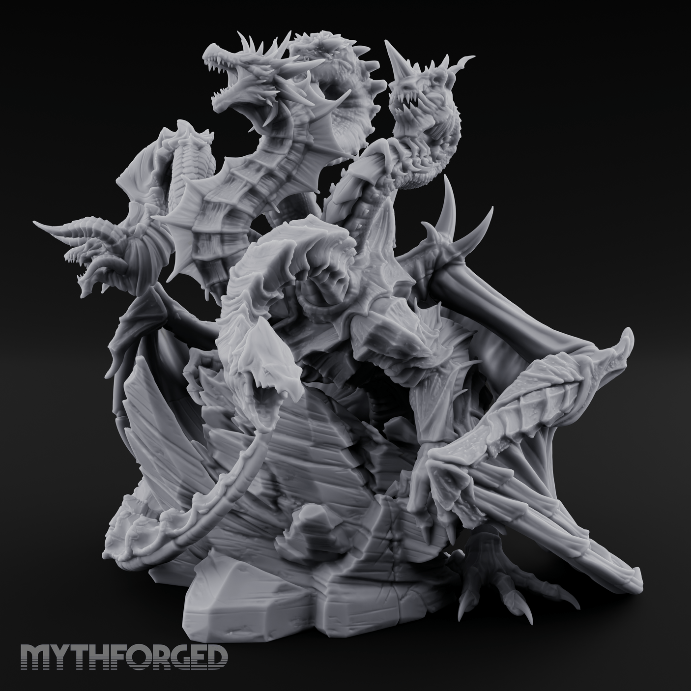 Heads Rising Skyward Tiamat Miniature for Dungeons and Dragons, Pathfinder or other TTRPGs