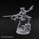 Flame Flinging Swashbuckling Tiefling Swashbuckler Miniature for Dungeons and Dragons, Pathfinder or other TTRPGs
