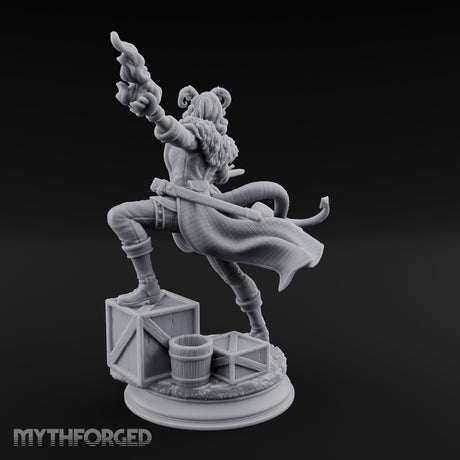 Flame Flinging Swashbuckling Tiefling Swashbuckler Miniature for Dungeons and Dragons, Pathfinder or other TTRPGs