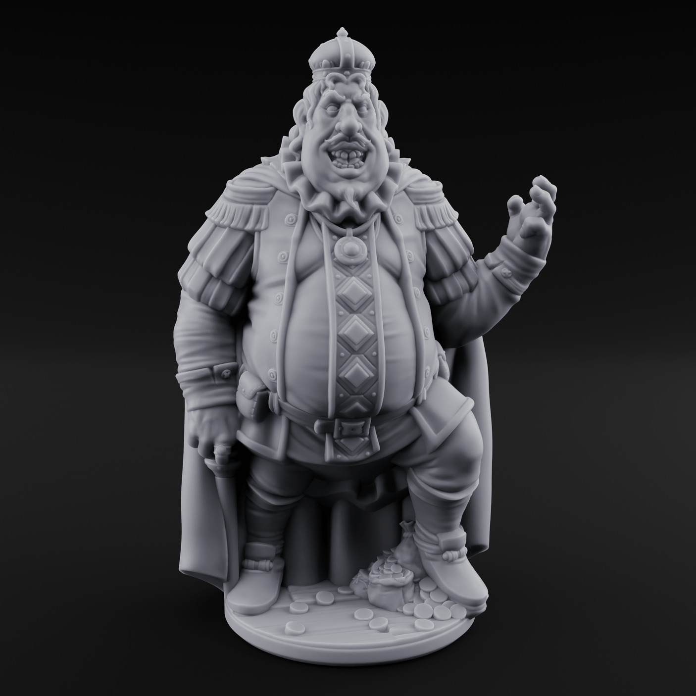 Belly Full Of Gold Ogre King Miniature for Dungeons and Dragons, Pathfinder or other TTRPGs