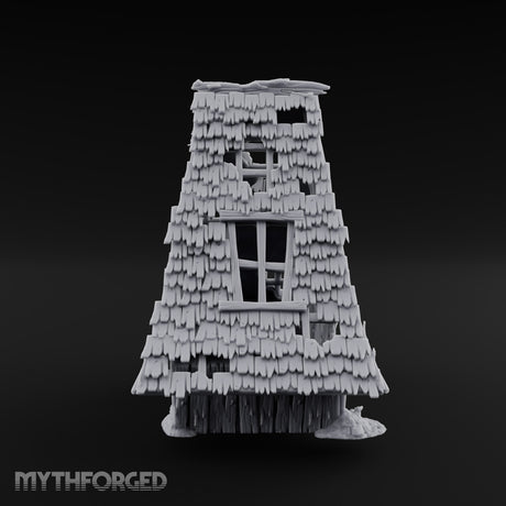 Hayloft Gone Hollow Ruined A-Frame Wooden Barn with Double Doors and Open Loft