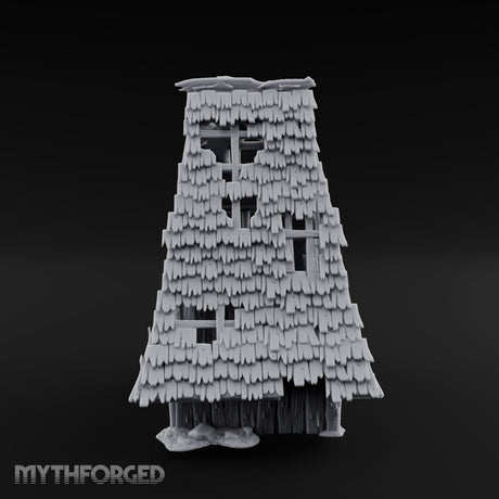 Hayloft Gone Hollow Ruined A-Frame Wooden Barn with Double Doors and Open Loft