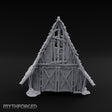 Hayloft Gone Hollow Ruined A-Frame Wooden Barn with Double Doors and Open Loft
