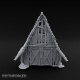 Hayloft Gone Hollow Ruined A-Frame Wooden Barn with Double Doors and Open Loft