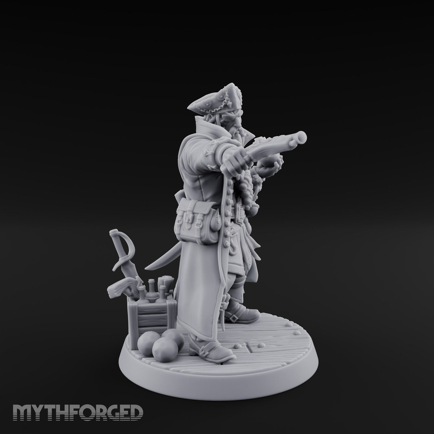 No Quarter Given Human Pirate Captain Miniature for Dungeons and Dragons, Pathfinder or other TTRPGs