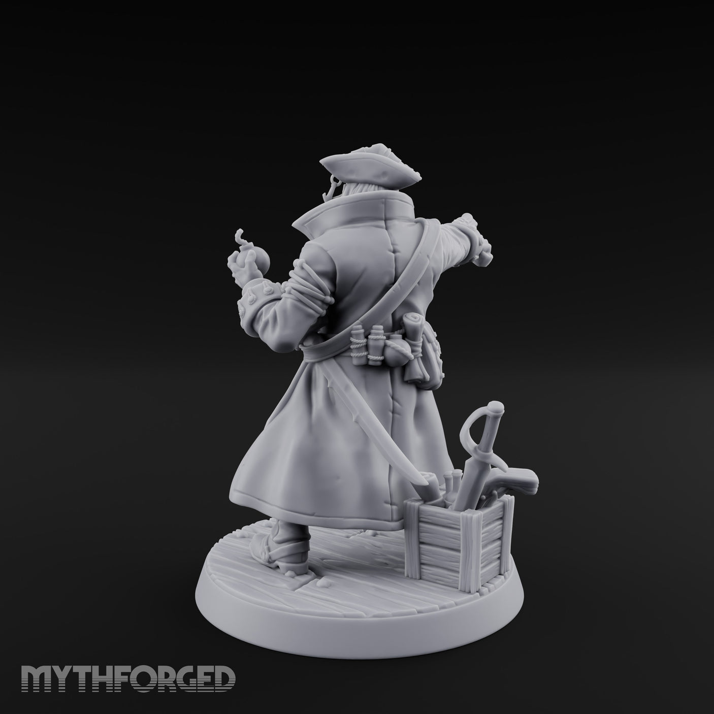 No Quarter Given Human Pirate Captain Miniature for Dungeons and Dragons, Pathfinder or other TTRPGs