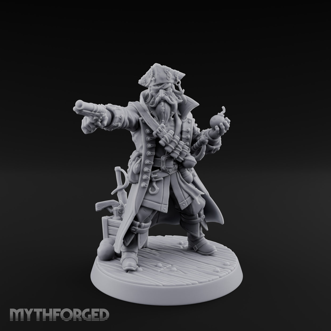 No Quarter Given Human Pirate Captain Miniature for Dungeons and Dragons, Pathfinder or other TTRPGs