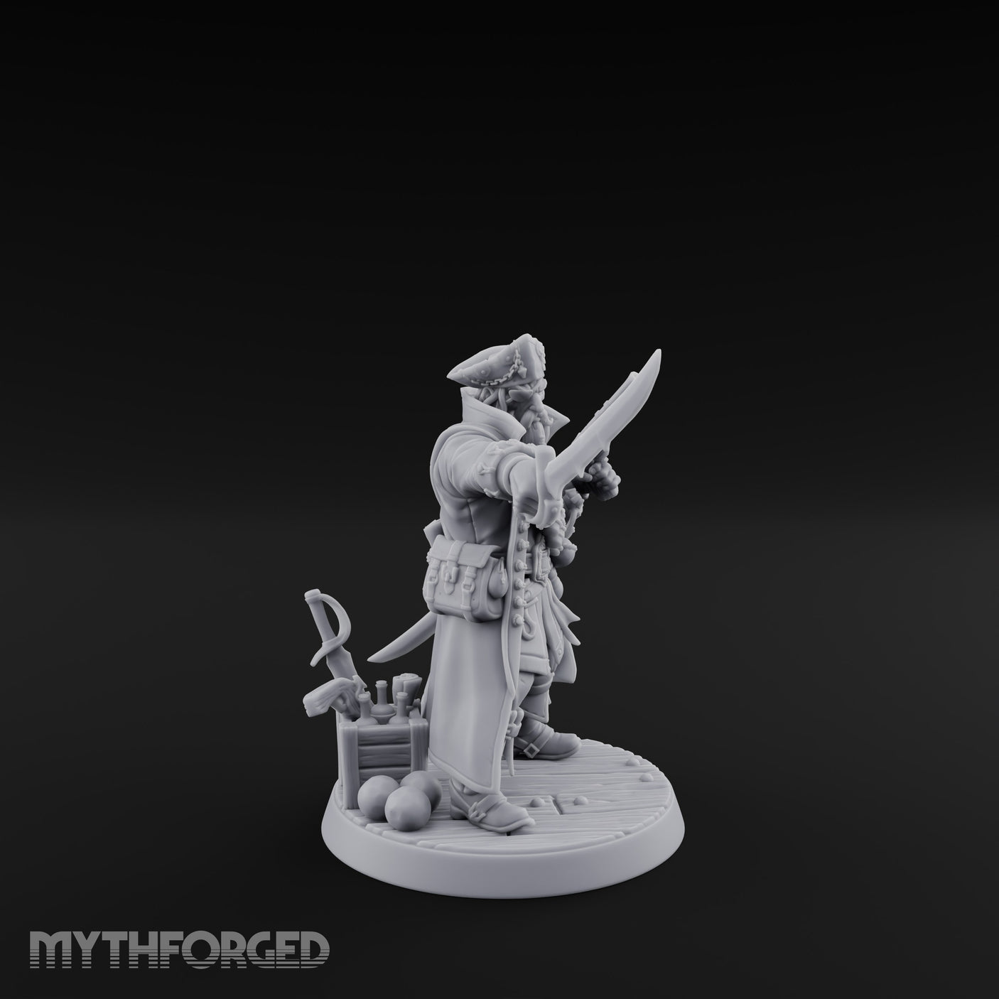 No Quarter Given Human Pirate Captain Miniature for Dungeons and Dragons, Pathfinder or other TTRPGs