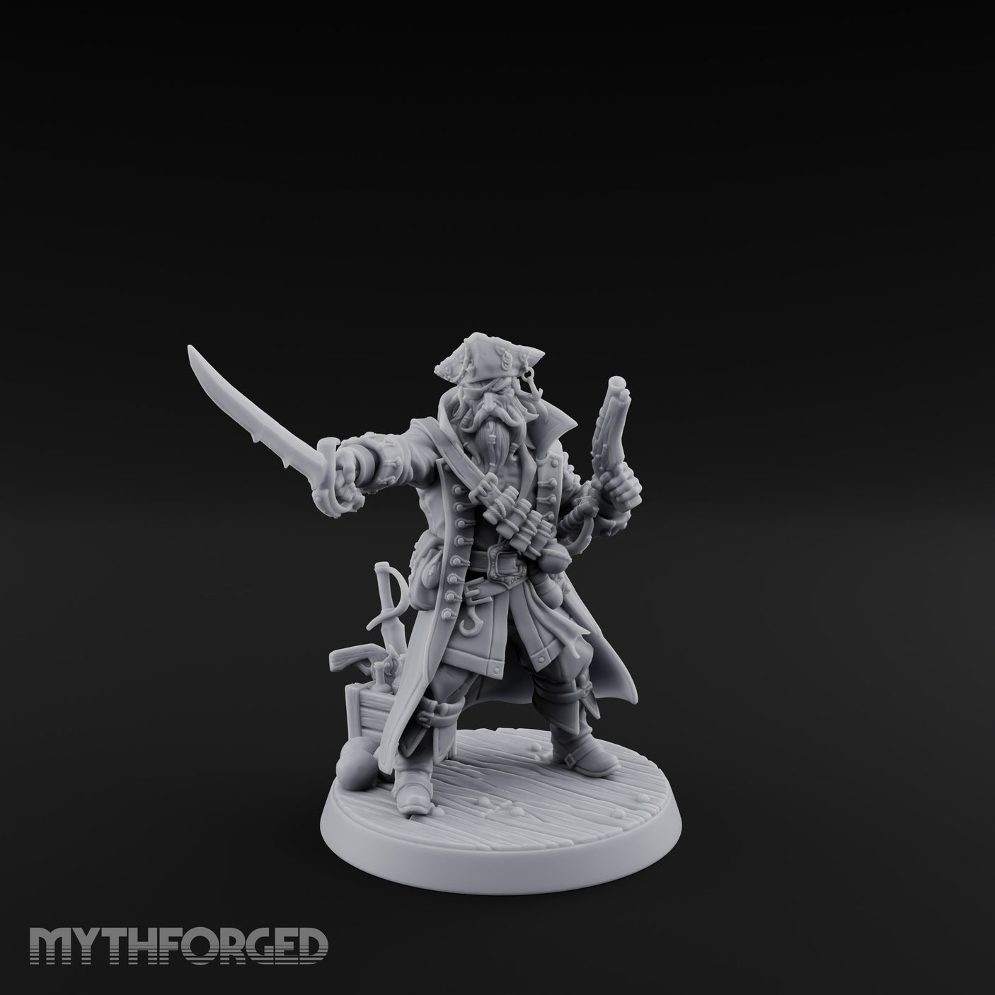 No Quarter Given Human Pirate Captain Miniature for Dungeons and Dragons, Pathfinder or other TTRPGs
