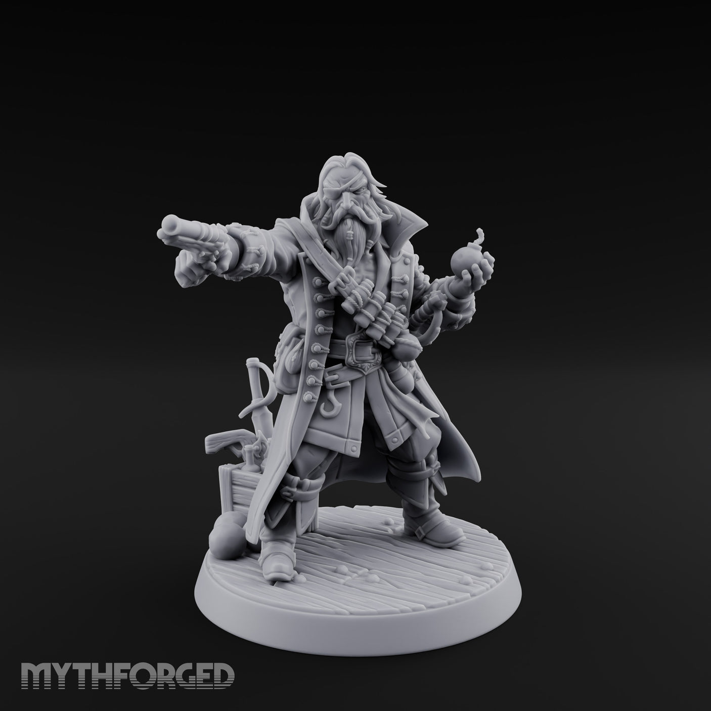 No Quarter Given Human Pirate Captain Miniature for Dungeons and Dragons, Pathfinder or other TTRPGs