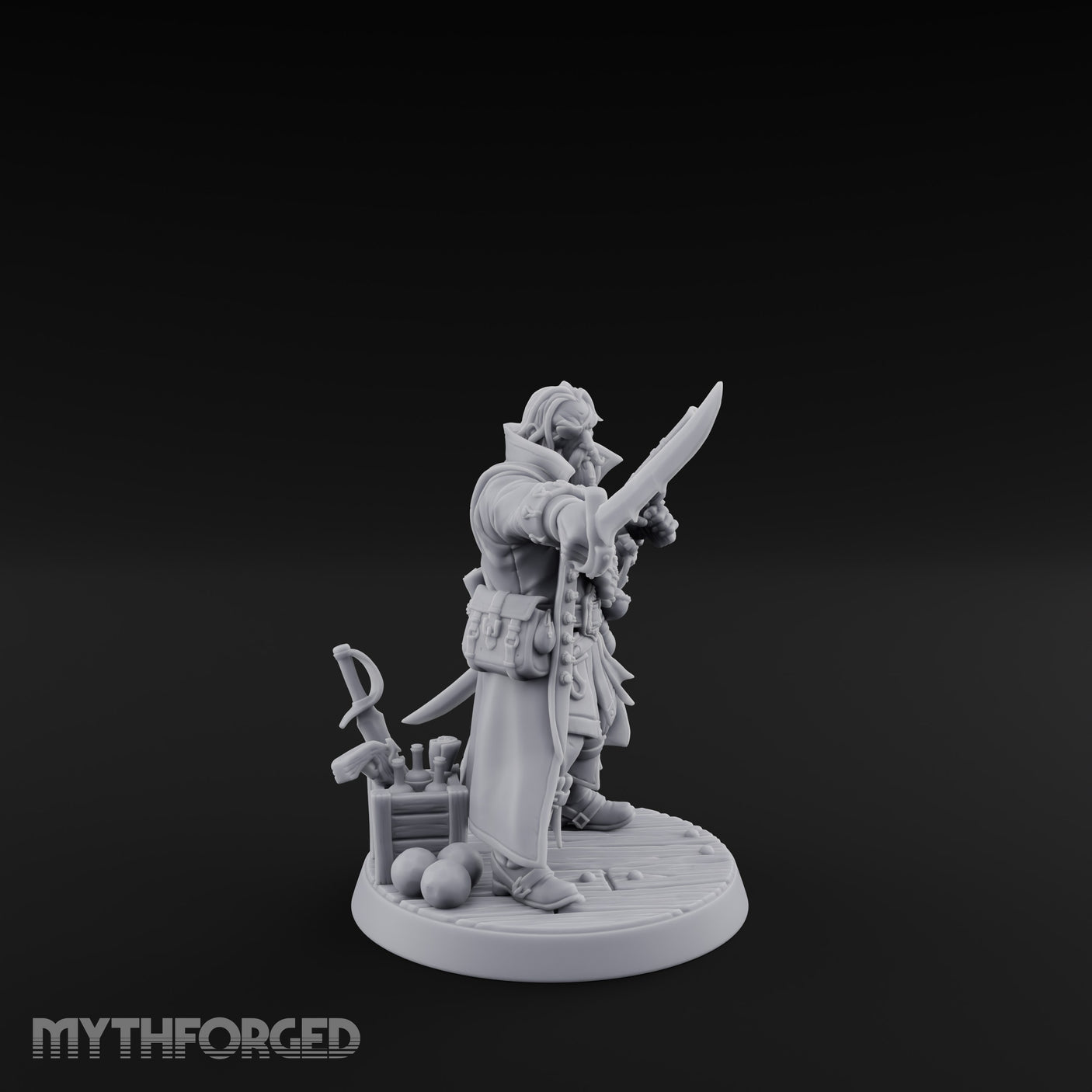 No Quarter Given Human Pirate Captain Miniature for Dungeons and Dragons, Pathfinder or other TTRPGs