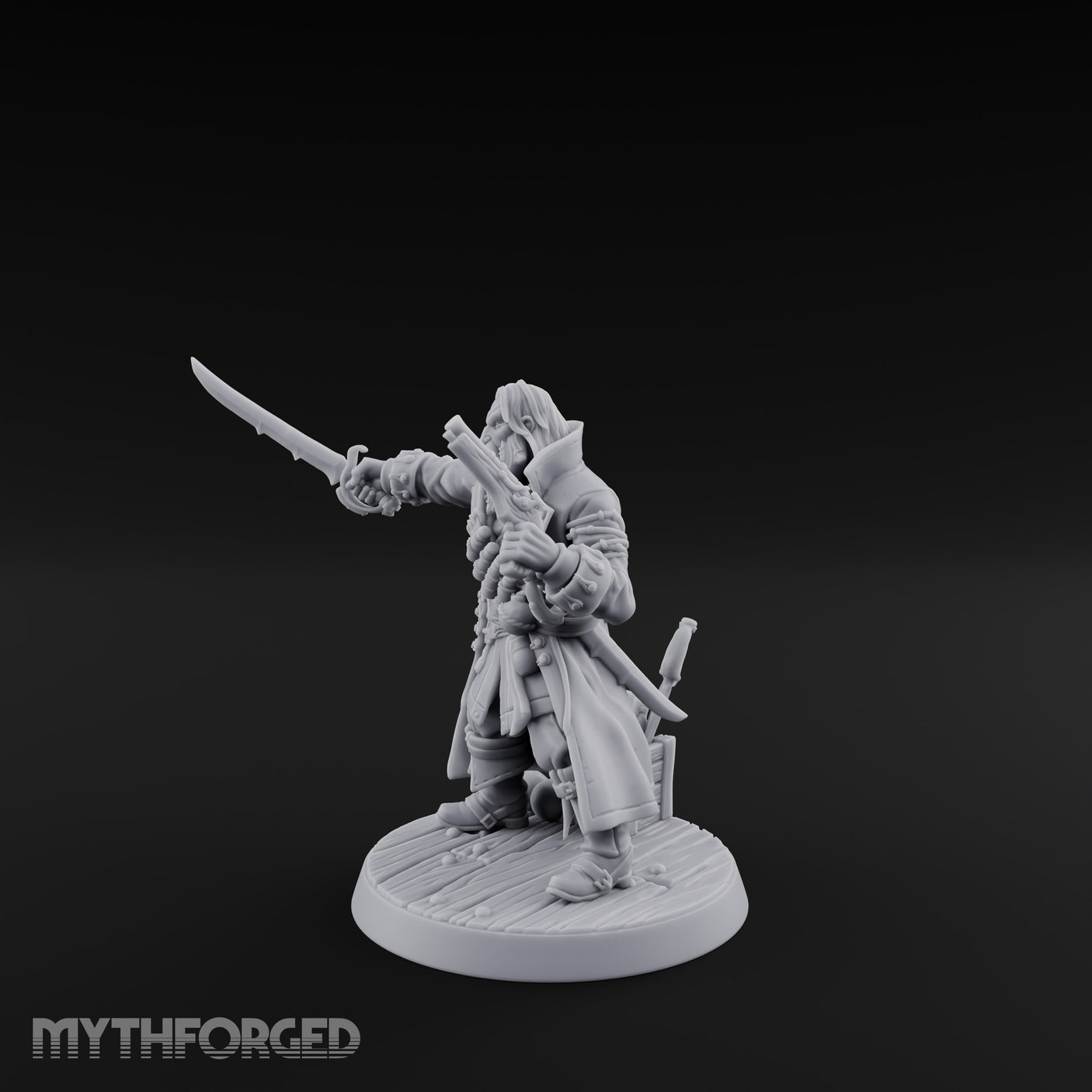 No Quarter Given Human Pirate Captain Miniature for Dungeons and Dragons, Pathfinder or other TTRPGs
