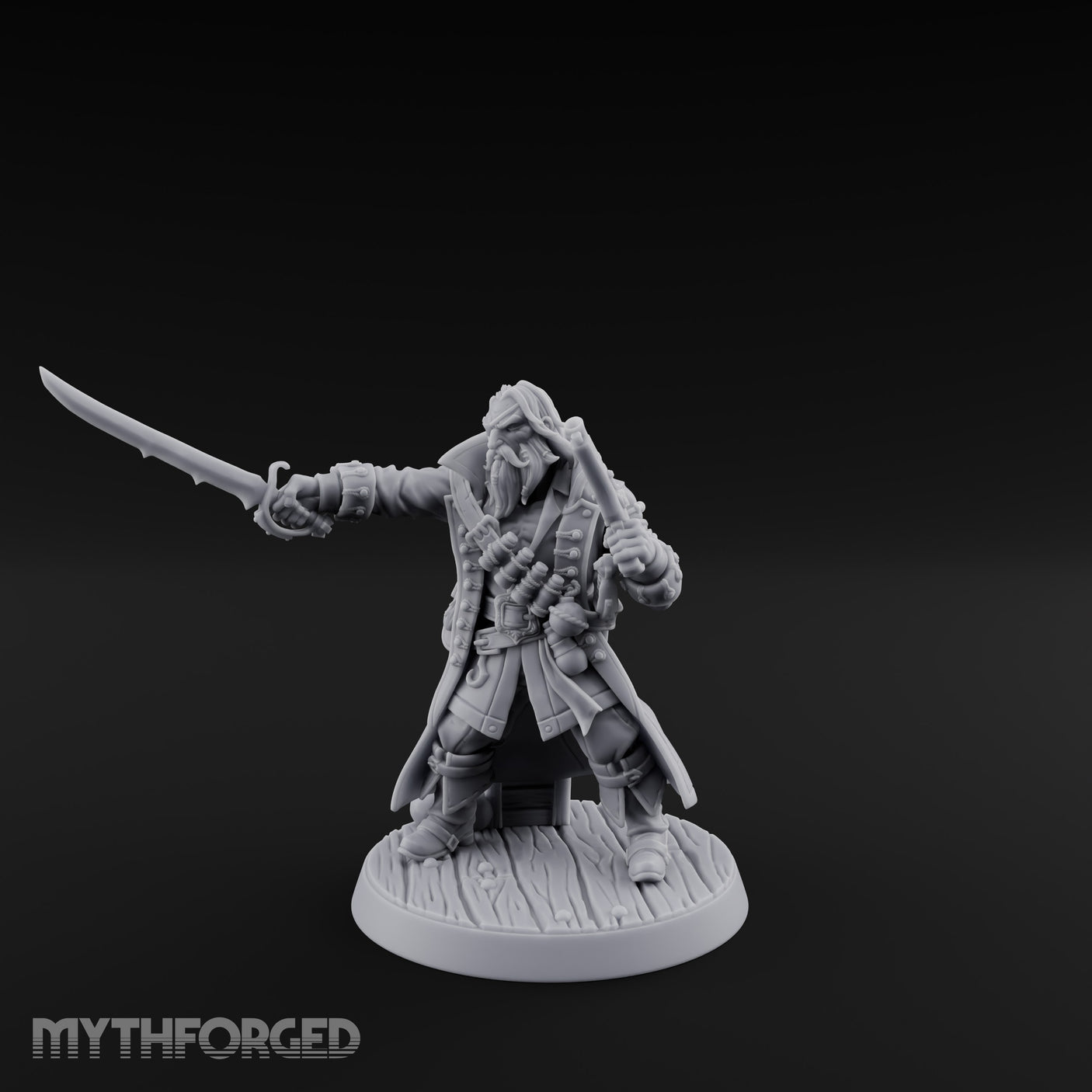 No Quarter Given Human Pirate Captain Miniature for Dungeons and Dragons, Pathfinder or other TTRPGs