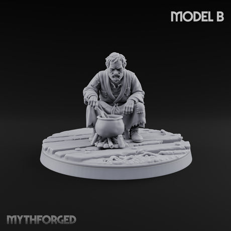 Making Ends Meet Human Slum Dweller B Miniature for Dungeons and Dragons, Pathfinder or other TTRPGs