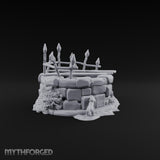 Rats Found the Bottom First Ruined Stone Well with Spiked Fence, Wooden Planks and Rats on Scenic Base