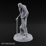 Scowling Over His Secrets Human Elder with Cane