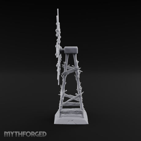 Wind Stopped Asking Ruined Wooden Windmill with Tattered Sails on Cracked Stone Base