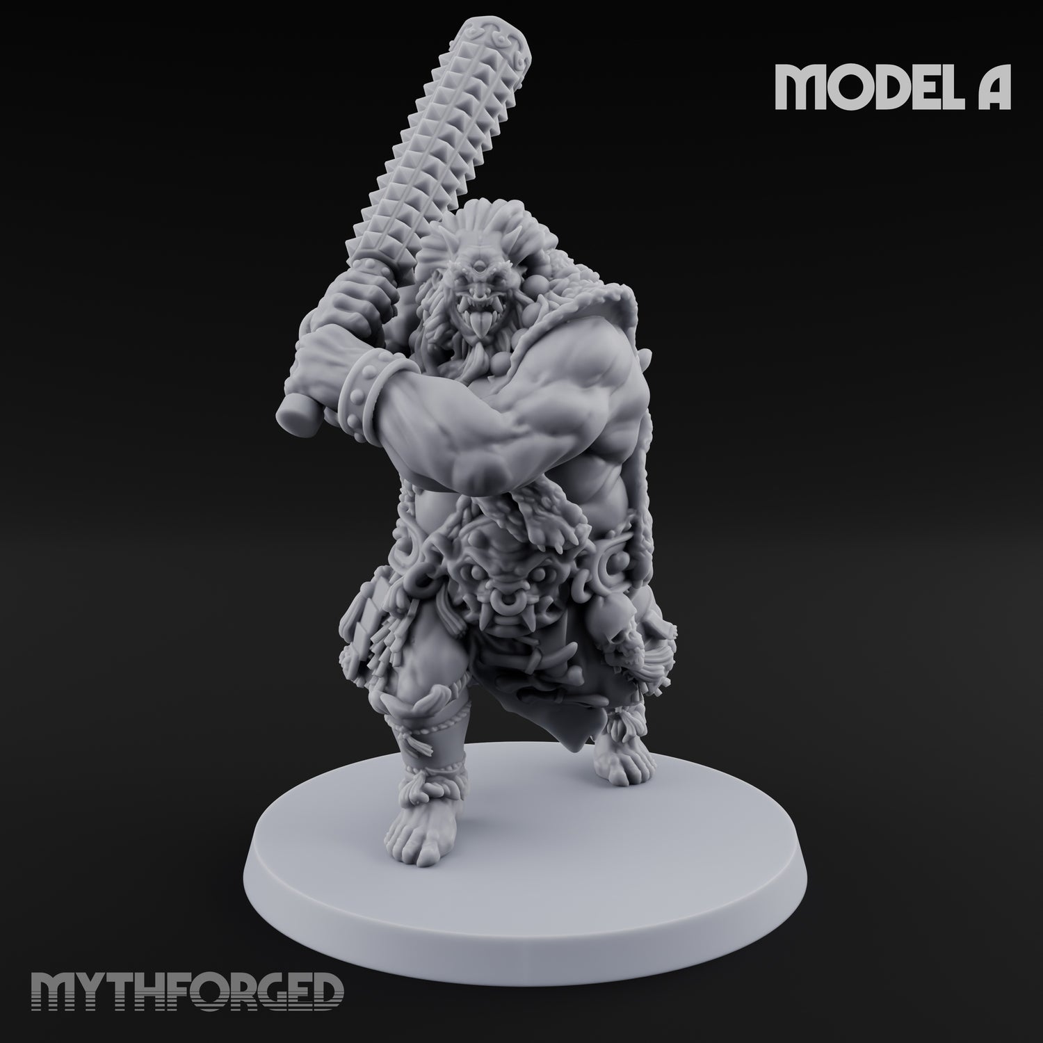 Club Swinging Brutish Ogre Set Miniature for Dungeons and Dragons, Pathfinder or other TTRPGs