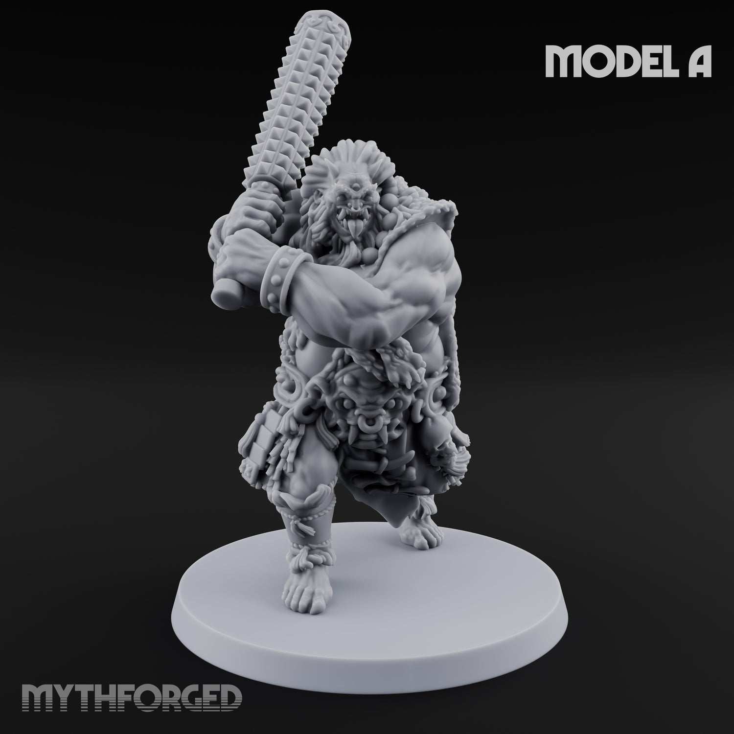 Club Swinging Brutish Ogre A Miniature for Dungeons and Dragons, Pathfinder or other TTRPGs