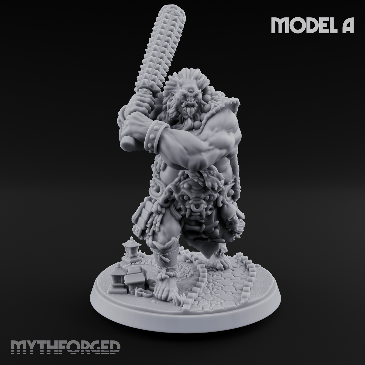 Shouldering The Cudgel Oni Brutes A Miniature for Dungeons and Dragons, Pathfinder or other TTRPGs