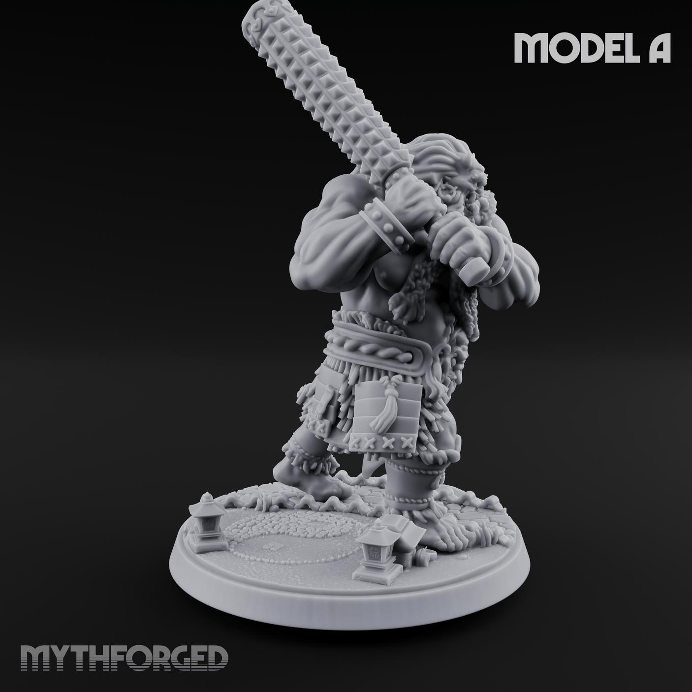 Shouldering The Cudgel Oni Brutes A Miniature for Dungeons and Dragons, Pathfinder or other TTRPGs