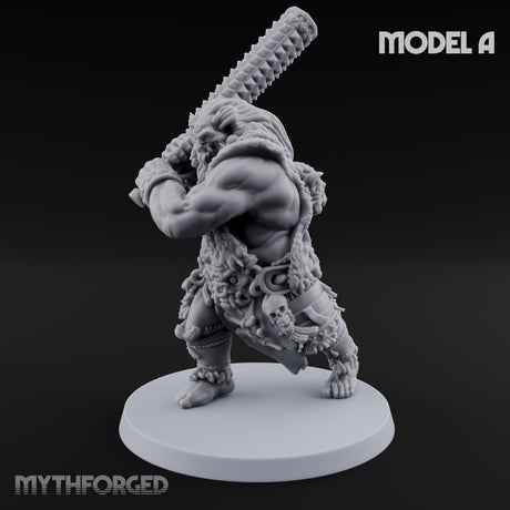 Club Swinging Brutish Ogre A Miniature for Dungeons and Dragons, Pathfinder or other TTRPGs