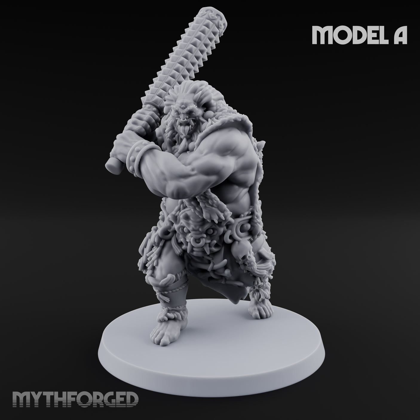 Club Swinging Brutish Ogre A Miniature for Dungeons and Dragons, Pathfinder or other TTRPGs