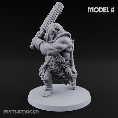 Club Swinging Brutish Ogre A Miniature for Dungeons and Dragons, Pathfinder or other TTRPGs