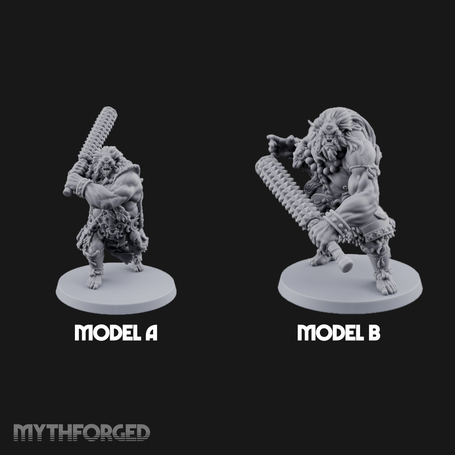 Club Swinging Brutish Ogre Set Miniature for Dungeons and Dragons, Pathfinder or other TTRPGs