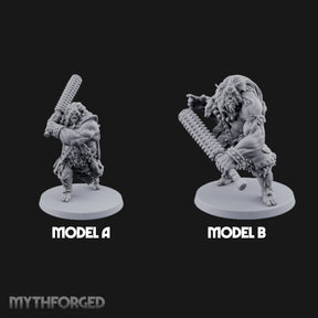 Club Swinging Brutish Ogre Set Miniature for Dungeons and Dragons, Pathfinder or other TTRPGs