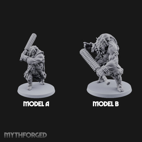 Club Swinging Brutish Ogre Set Miniature for Dungeons and Dragons, Pathfinder or other TTRPGs
