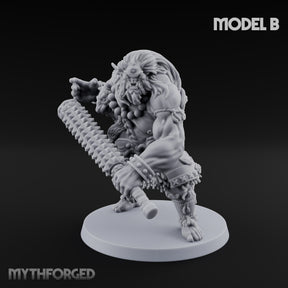Club Swinging Brutish Ogre B Miniature for Dungeons and Dragons, Pathfinder or other TTRPGs
