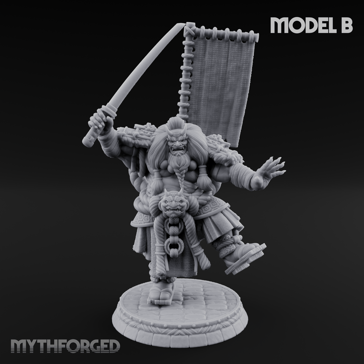 Turned Townsfolk Oni Fighters B Miniature for Dungeons and Dragons, Pathfinder or other TTRPGs