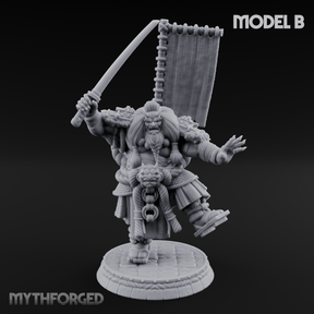 Turned Townsfolk Oni Fighters B Miniature for Dungeons and Dragons, Pathfinder or other TTRPGs
