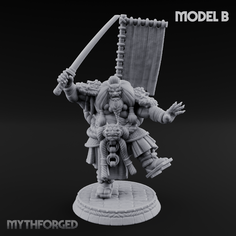 Turned Townsfolk Oni Fighters B Miniature for Dungeons and Dragons, Pathfinder or other TTRPGs