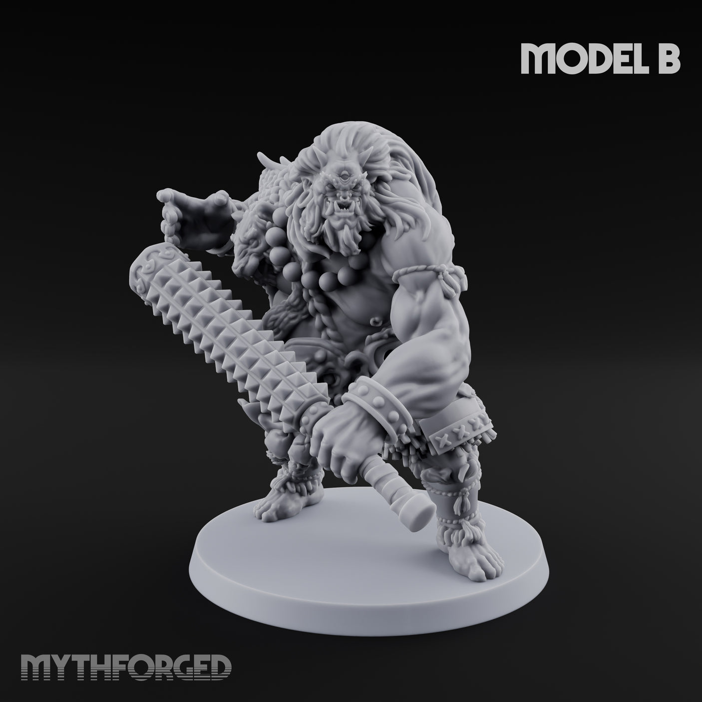 Club Swinging Brutish Ogre B Miniature for Dungeons and Dragons, Pathfinder or other TTRPGs