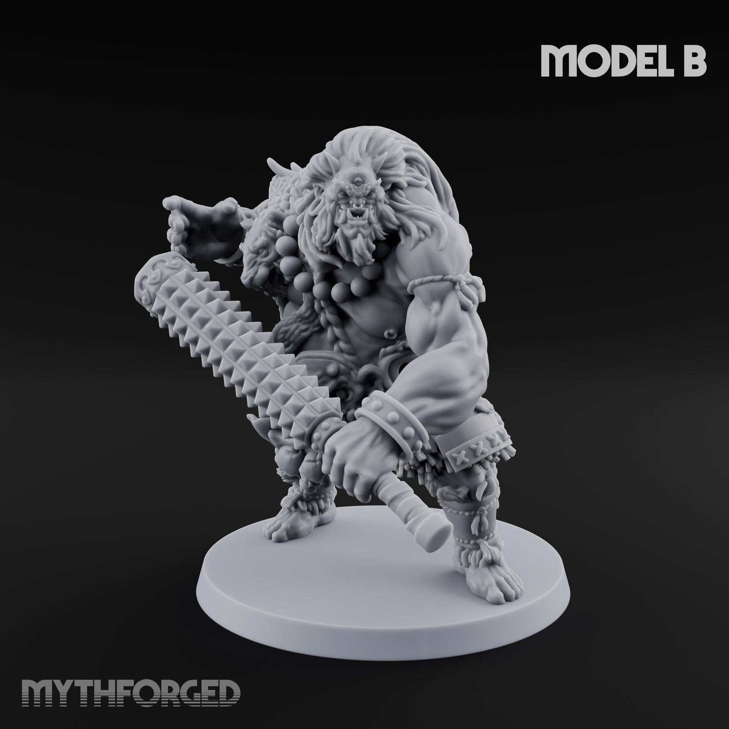 Club Swinging Brutish Ogre B Miniature for Dungeons and Dragons, Pathfinder or other TTRPGs