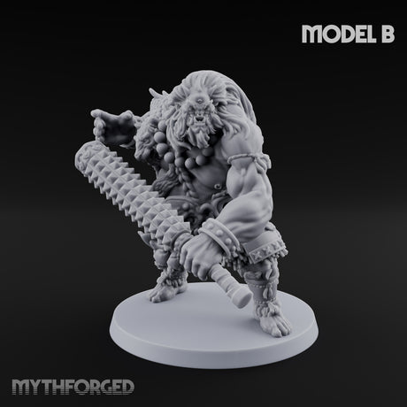 Club Swinging Brutish Ogre B Miniature for Dungeons and Dragons, Pathfinder or other TTRPGs