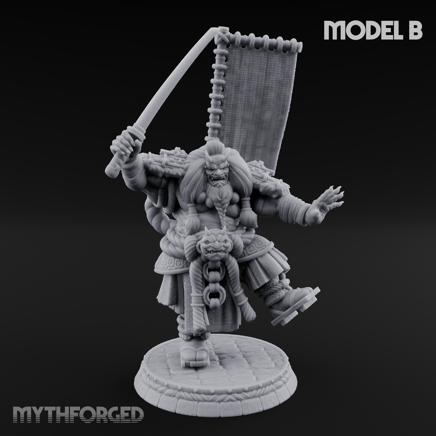 Turned Townsfolk Oni Fighters B Miniature for Dungeons and Dragons, Pathfinder or other TTRPGs