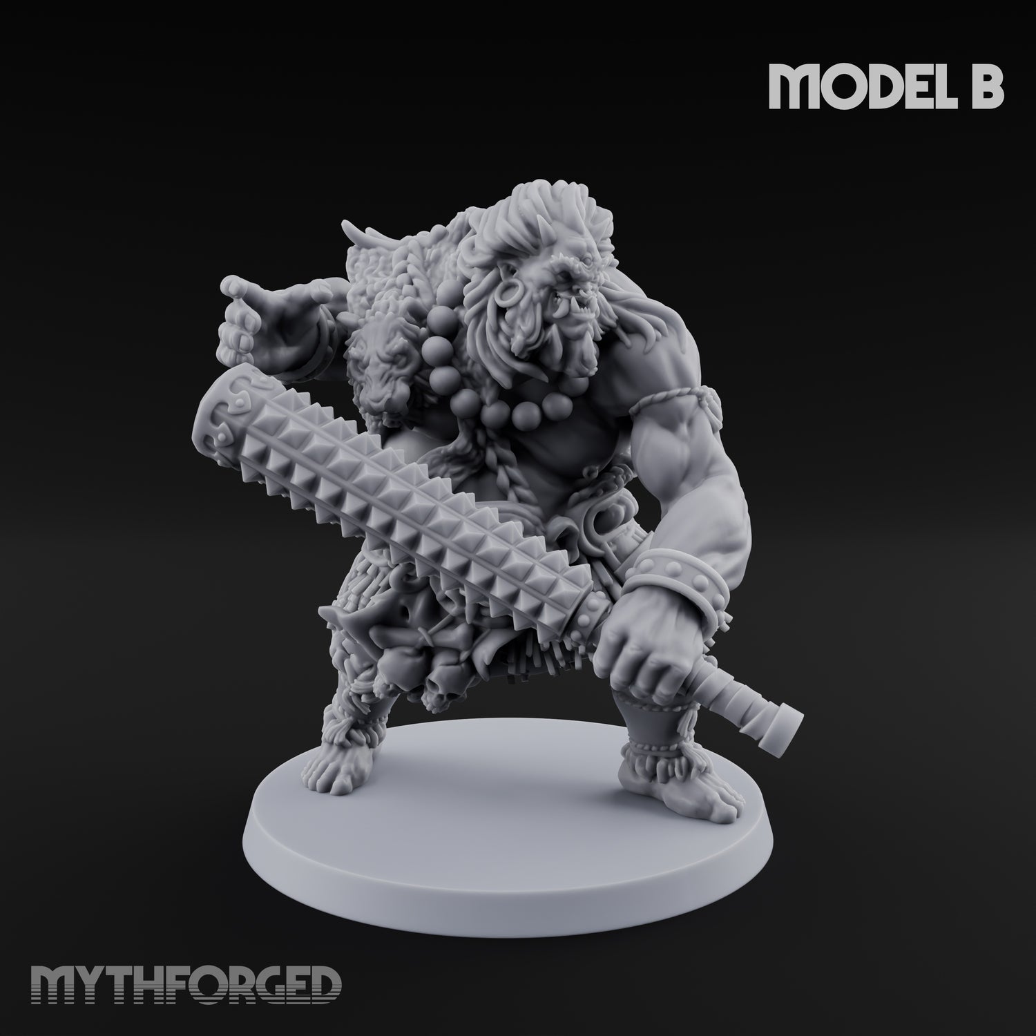Club Swinging Brutish Ogre Set Miniature for Dungeons and Dragons, Pathfinder or other TTRPGs