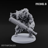Club Swinging Brutish Ogre Set Miniature for Dungeons and Dragons, Pathfinder or other TTRPGs