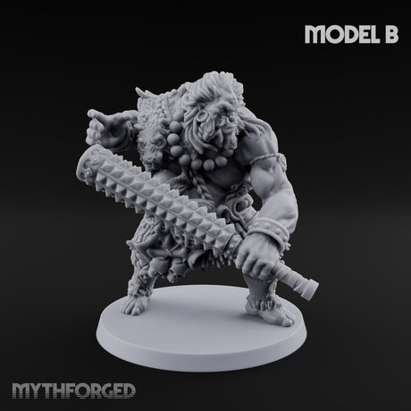 Club Swinging Brutish Ogre Set Miniature for Dungeons and Dragons, Pathfinder or other TTRPGs