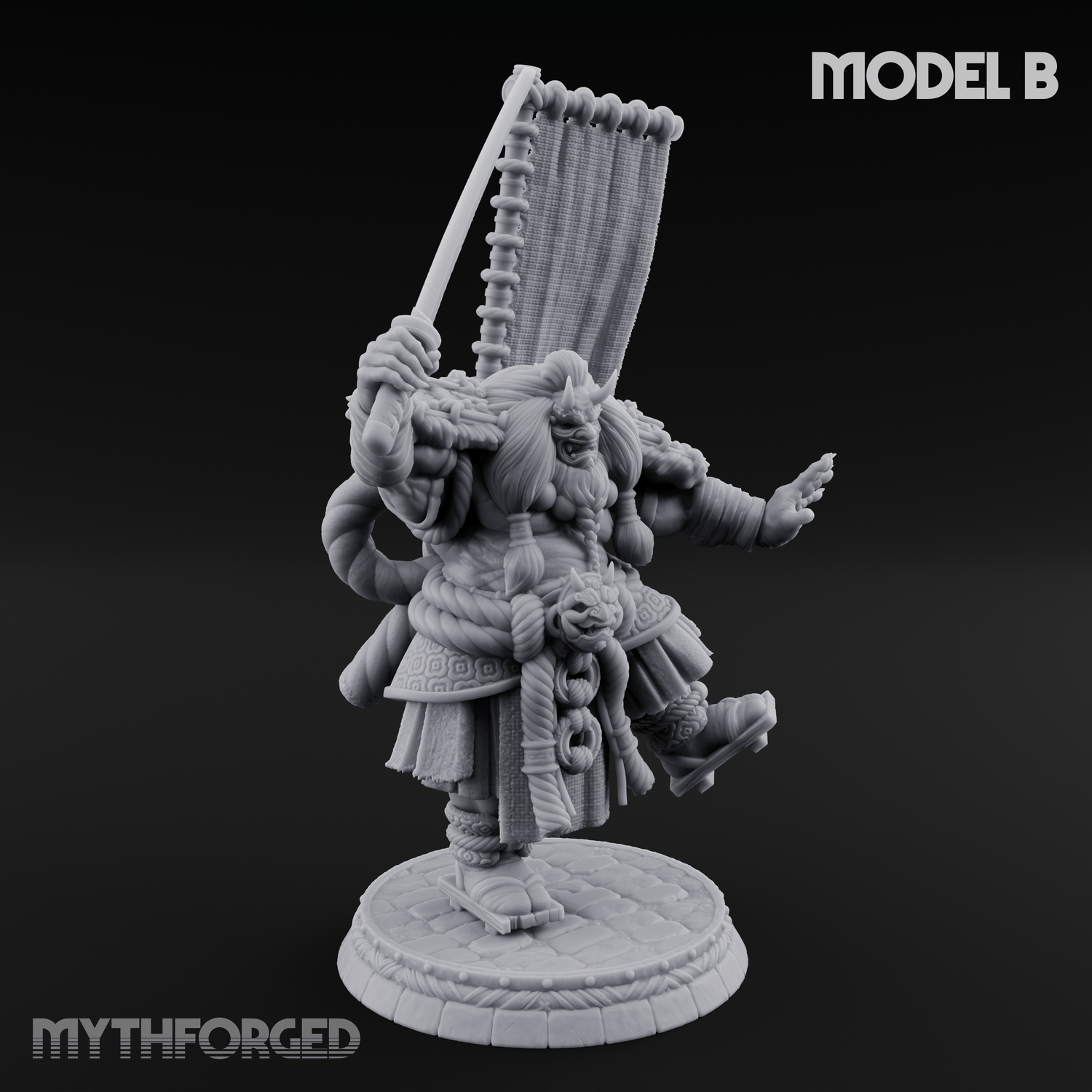 Turned Townsfolk Oni Fighters B Miniature for Dungeons and Dragons, Pathfinder or other TTRPGs