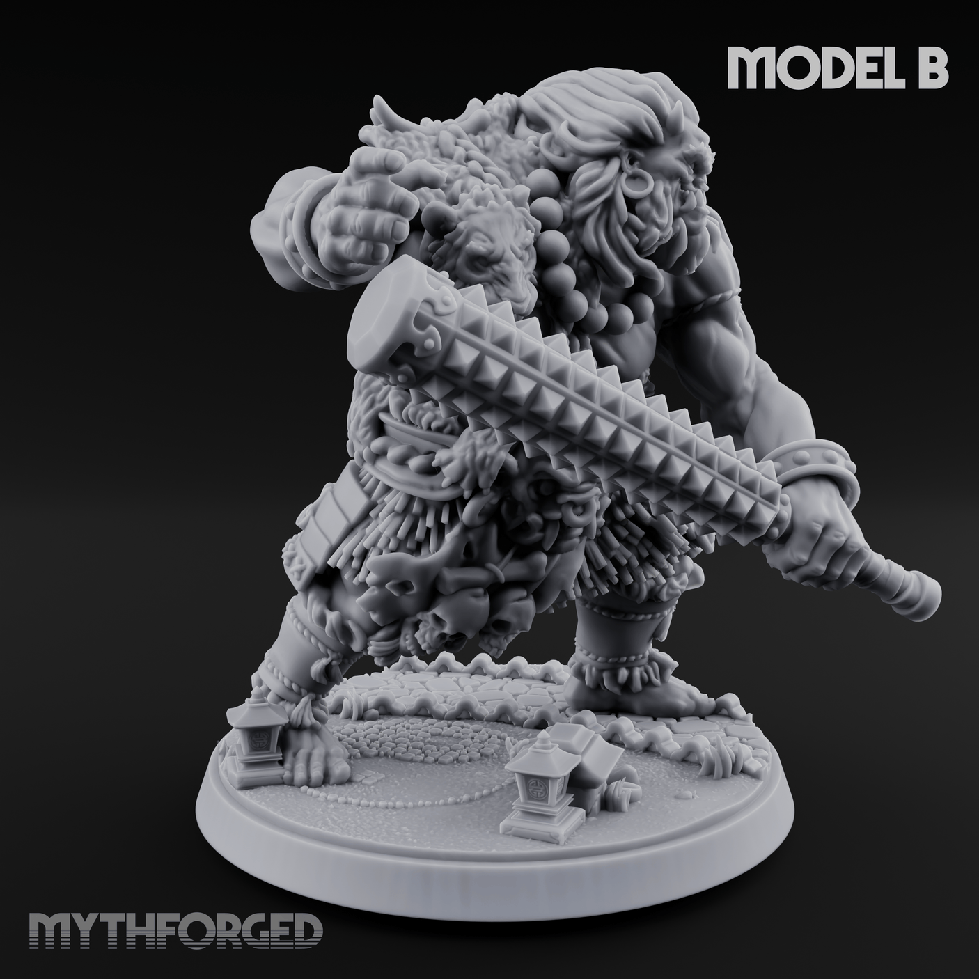 Shouldering The Cudgel Oni Brutes B Miniature for Dungeons and Dragons, Pathfinder or other TTRPGs