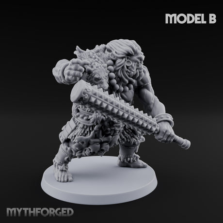 Club Swinging Brutish Ogre B Miniature for Dungeons and Dragons, Pathfinder or other TTRPGs